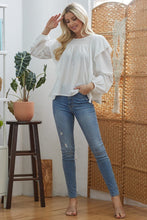 Load image into Gallery viewer, Draped Ruffle Longsleeve Top freeshipping - Quail Creek
