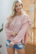 Load image into Gallery viewer, Draped Ruffle Longsleeve Top freeshipping - Quail Creek
