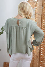 Load image into Gallery viewer, Draped Ruffle Longsleeve Top freeshipping - Quail Creek
