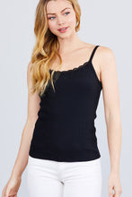 Load image into Gallery viewer, Lace Trim Rib Cami Knit Top freeshipping - Quail Creek
