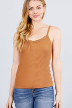 Load image into Gallery viewer, Lace Trim Rib Cami Knit Top freeshipping - Quail Creek
