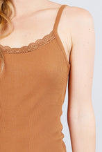 Load image into Gallery viewer, Lace Trim Rib Cami Knit Top freeshipping - Quail Creek
