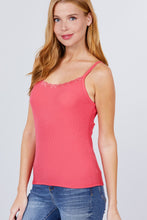 Load image into Gallery viewer, Lace Trim Rib Cami Knit Top freeshipping - Quail Creek
