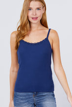 Load image into Gallery viewer, Lace Trim Rib Cami Knit Top freeshipping - Quail Creek
