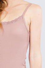 Load image into Gallery viewer, Lace Trim Rib Cami Knit Top freeshipping - Quail Creek
