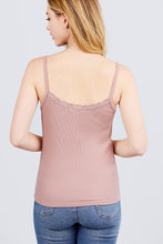 Load image into Gallery viewer, Lace Trim Rib Cami Knit Top freeshipping - Quail Creek
