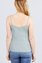 Load image into Gallery viewer, Lace Trim Rib Cami Knit Top freeshipping - Quail Creek
