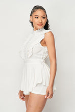 Load image into Gallery viewer, Flirty Lace Front Hi-low Romper With Waist Tie freeshipping - Quail Creek
