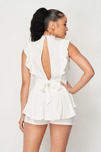 Load image into Gallery viewer, Flirty Lace Front Hi-low Romper With Waist Tie freeshipping - Quail Creek
