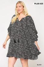 Load image into Gallery viewer, Dot Print Tiered Ruffle Sleeve Dress With Pockets freeshipping - Quail Creek
