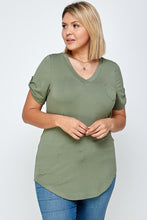 Load image into Gallery viewer, Solid Knit V-neck Tee freeshipping - Quail Creek
