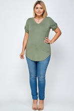 Load image into Gallery viewer, Solid Knit V-neck Tee freeshipping - Quail Creek
