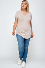 Load image into Gallery viewer, Solid Knit V-neck Tee freeshipping - Quail Creek
