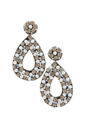 Pearl Rhinestone Teardrop Earring freeshipping - Quail Creek