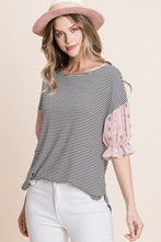 Load image into Gallery viewer, Cute Striped Curved Hem Casual Top freeshipping - Quail Creek
