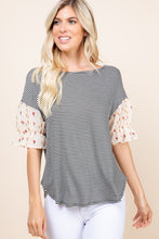 Load image into Gallery viewer, Cute Striped Curved Hem Casual Top freeshipping - Quail Creek
