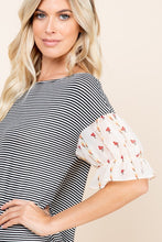 Load image into Gallery viewer, Cute Striped Curved Hem Casual Top freeshipping - Quail Creek
