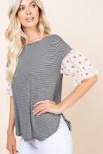 Load image into Gallery viewer, Cute Striped Curved Hem Casual Top freeshipping - Quail Creek
