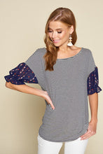 Load image into Gallery viewer, Cute Striped Curved Hem Casual Top freeshipping - Quail Creek
