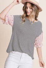 Load image into Gallery viewer, Cute Striped Curved Hem Casual Top freeshipping - Quail Creek
