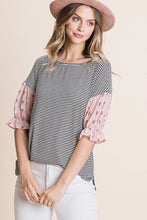 Load image into Gallery viewer, Cute Striped Curved Hem Casual Top freeshipping - Quail Creek
