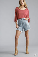 Load image into Gallery viewer, High Rise Denim Shorts With Raw Hem freeshipping - Quail Creek
