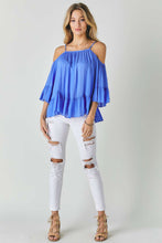 Load image into Gallery viewer, Ruffled Cold Shoulder Sheer Blouse Top freeshipping - Quail Creek
