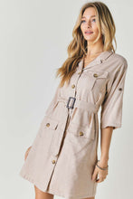 Load image into Gallery viewer, Drop Shoulder With Saist Tie Belted Dress freeshipping - Quail Creek
