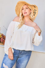 Load image into Gallery viewer, Off Shoulder Ruffle Bubble Sleeve Top freeshipping - Quail Creek
