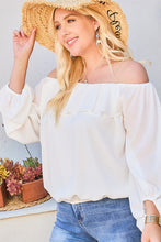 Load image into Gallery viewer, Off Shoulder Ruffle Bubble Sleeve Top freeshipping - Quail Creek
