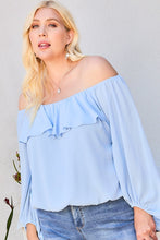 Load image into Gallery viewer, Off Shoulder Ruffle Bubble Sleeve Top freeshipping - Quail Creek
