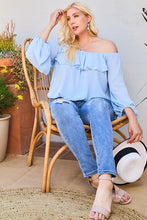 Load image into Gallery viewer, Off Shoulder Ruffle Bubble Sleeve Top freeshipping - Quail Creek
