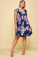 Load image into Gallery viewer, plus Size Floral Venechia Printed Deep V Neckline Swing Dress
