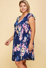 Load image into Gallery viewer, plus Size Floral Venechia Printed Deep V Neckline Swing Dress
