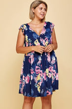 Load image into Gallery viewer, plus Size Floral Venechia Printed Deep V Neckline Swing Dress
