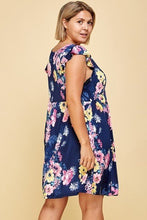 Load image into Gallery viewer, plus Size Floral Venechia Printed Deep V Neckline Swing Dress
