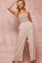 Load image into Gallery viewer, A Striped Woven Linen-blend Jumpsuit
