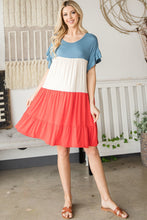 Load image into Gallery viewer, Tiered Colorblock Mini Dress
