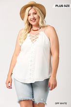 Load image into Gallery viewer, Plunging V-neckline Lattice Top With Scalloped Lace
