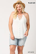 Load image into Gallery viewer, Plunging V-neckline Lattice Top With Scalloped Lace
