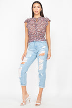 Load image into Gallery viewer, Floral Flutter Sleeves Smocked Top
