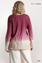 Load image into Gallery viewer, Ombre Print Long Sleeve Top With Gathered Front Detail And Raw Hem
