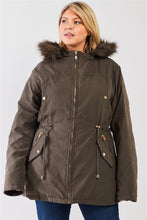 Load image into Gallery viewer, Plus Size Vegan Fur Double-sided Cotton Twill Parka &amp; Puffer Jacket
