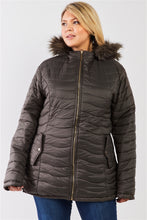 Load image into Gallery viewer, Plus Size Vegan Fur Double-sided Cotton Twill Parka &amp; Puffer Jacket
