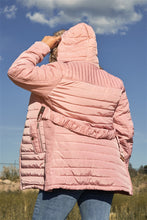 Load image into Gallery viewer, Plus Parallel Quilt Faux Fur Hood Belted Padded Long Puffer Jacket
