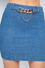 Load image into Gallery viewer, High-rise Belted Chain Denim Skirt
