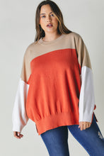 Load image into Gallery viewer, Plus Round Neck Multicolored Oversized Sweater
