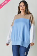 Load image into Gallery viewer, Plus Round Neck Multicolored Oversized Sweater
