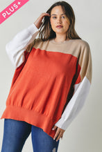 Load image into Gallery viewer, Plus Round Neck Multicolored Oversized Sweater
